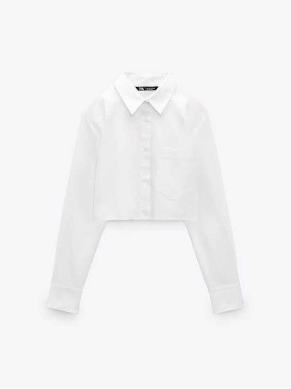 Zara White Cropped Button-Down Shirt